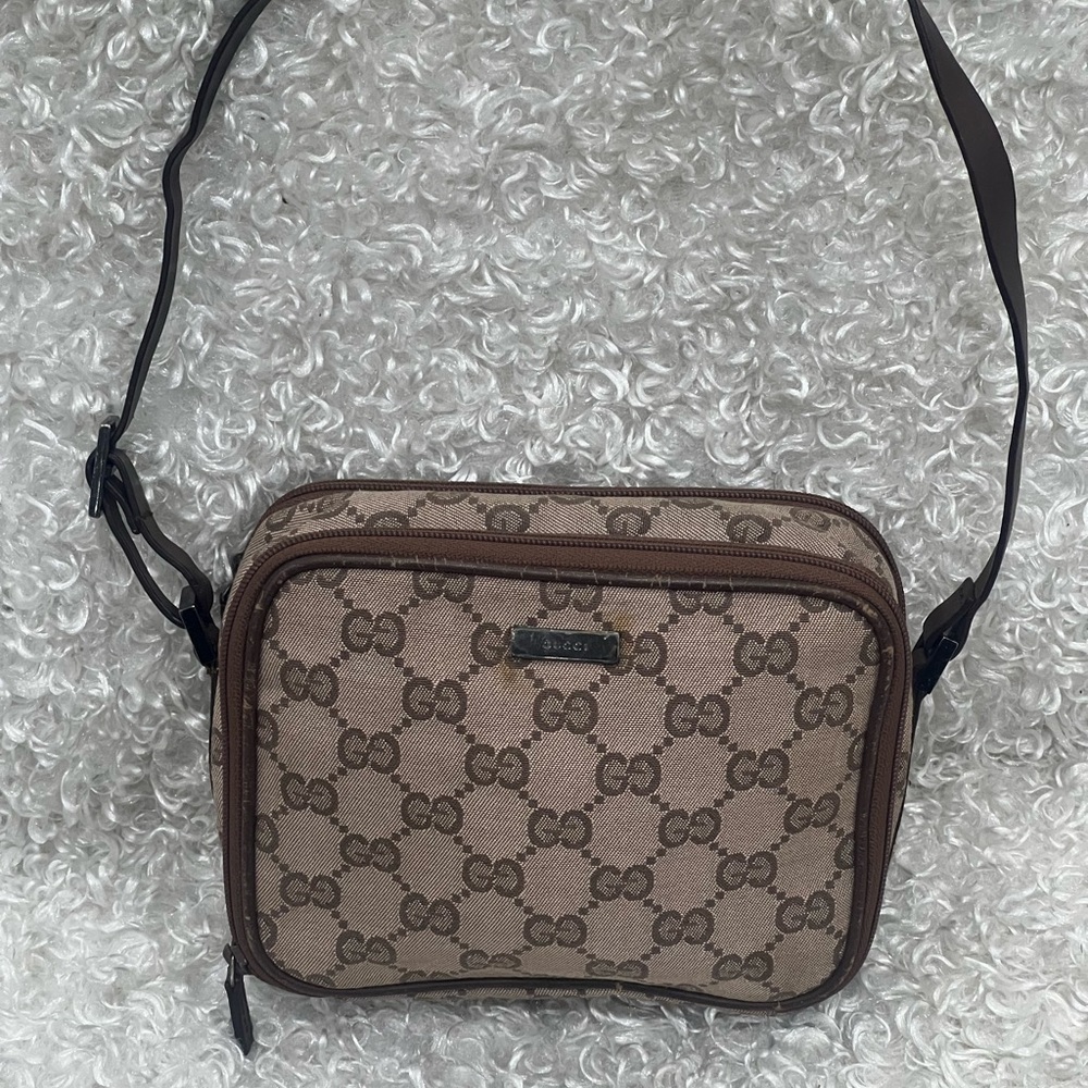 Gucci Pink GG Canvas Baguette Brown